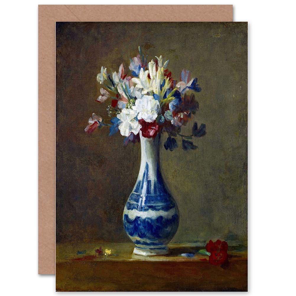 Painting Still Life Chardin Vase Flowers Greetings Card