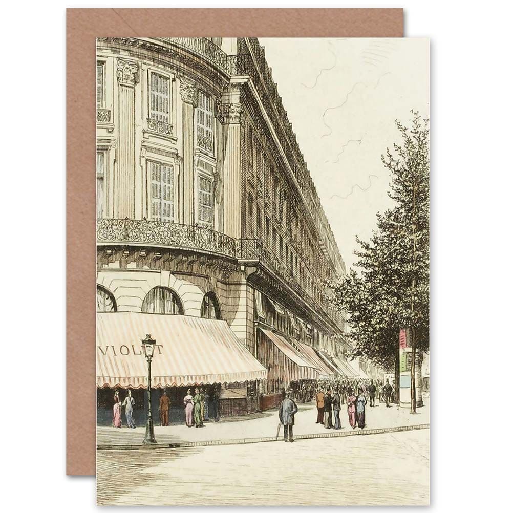 Painting Vintage Cityscape Paris Boulevard Des Capucines Greetings Card