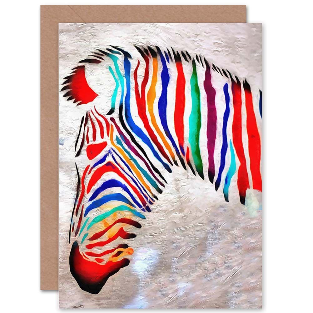 Photo Painting Graffiti Psychedelic Zebra Head Greetings Card