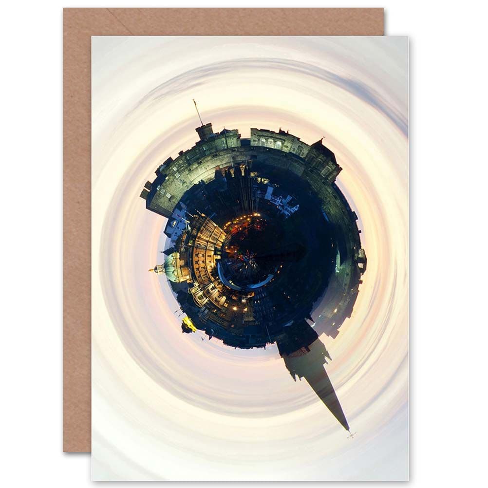 Photo Painting Small World Skyline Edinburgh Scotland Greetings Card