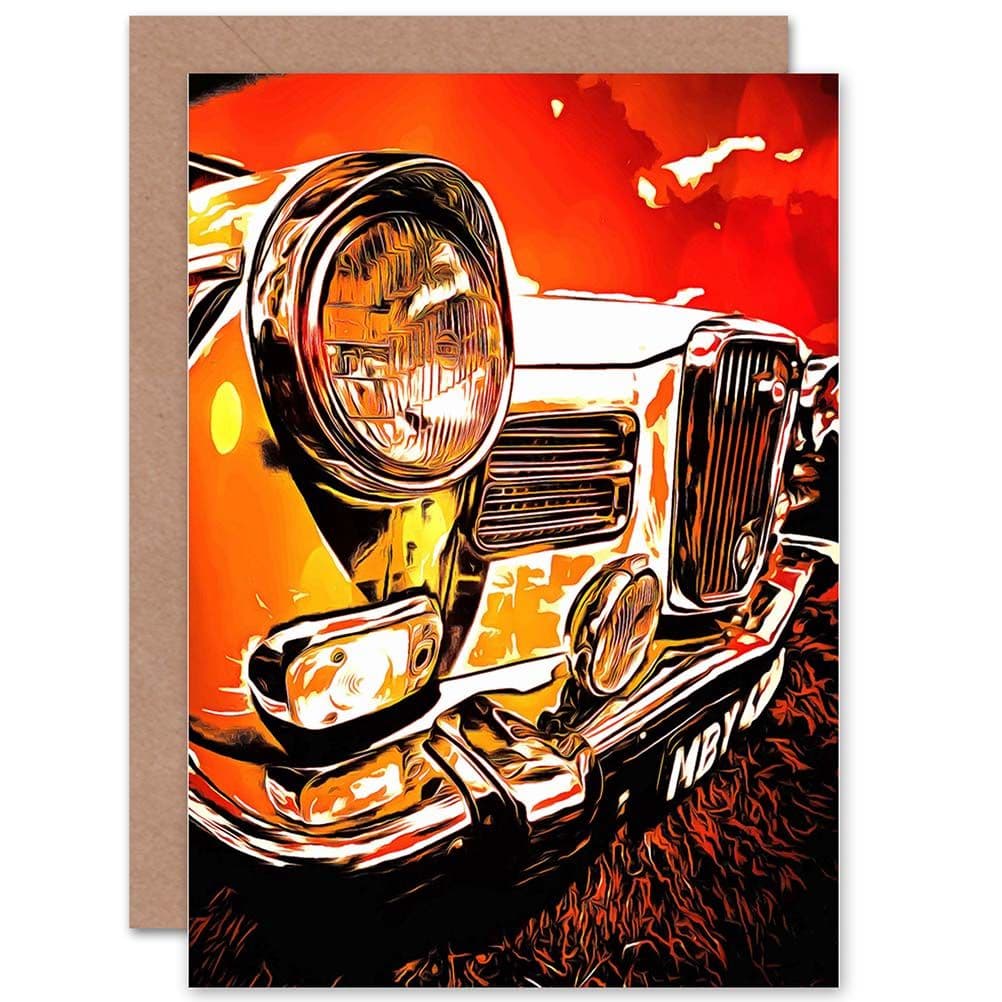 Photo Painting Vintage Automobile Wolseley Car Grill Greetings Card