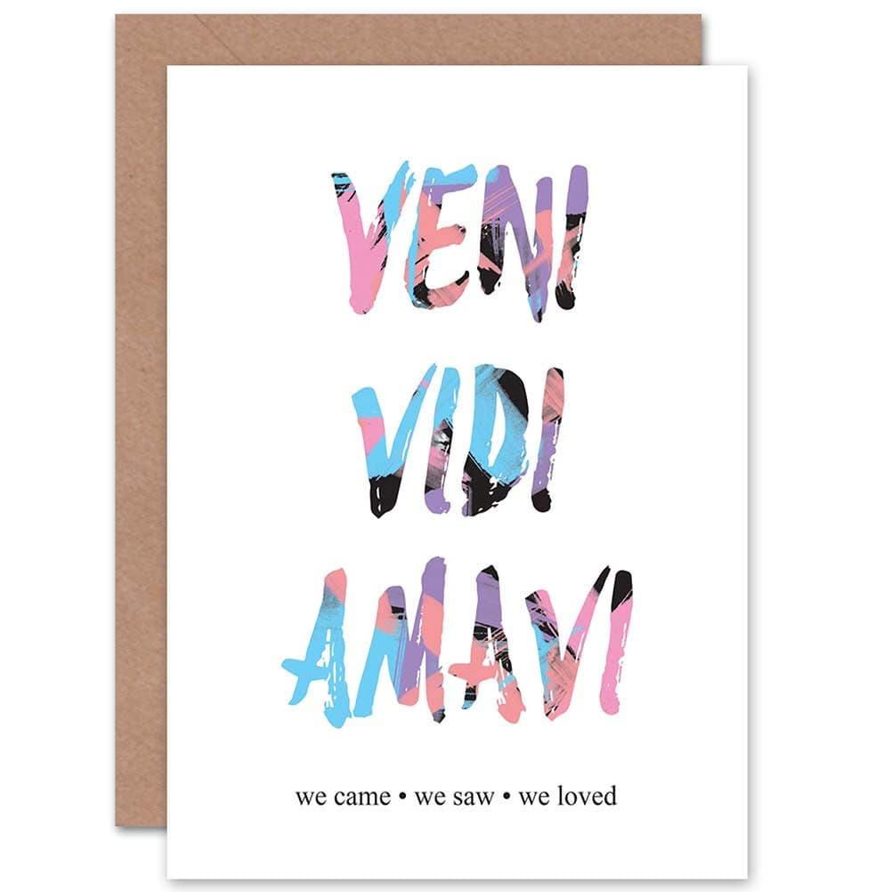 Quote Typograph Text Veni Vidi Amavi Latin Love Greetings Card