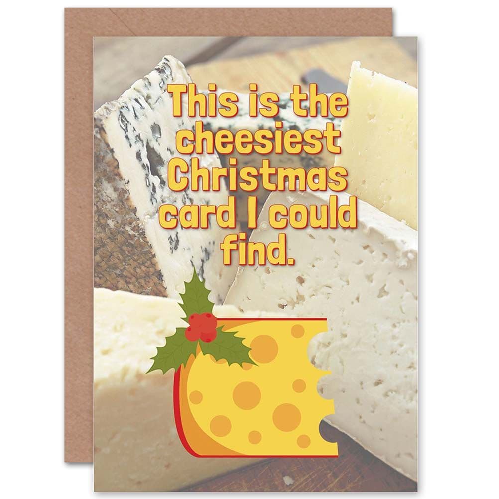 Cheesy Christmas Card Merry Xmas Cheese Lover Funny Greetings Card