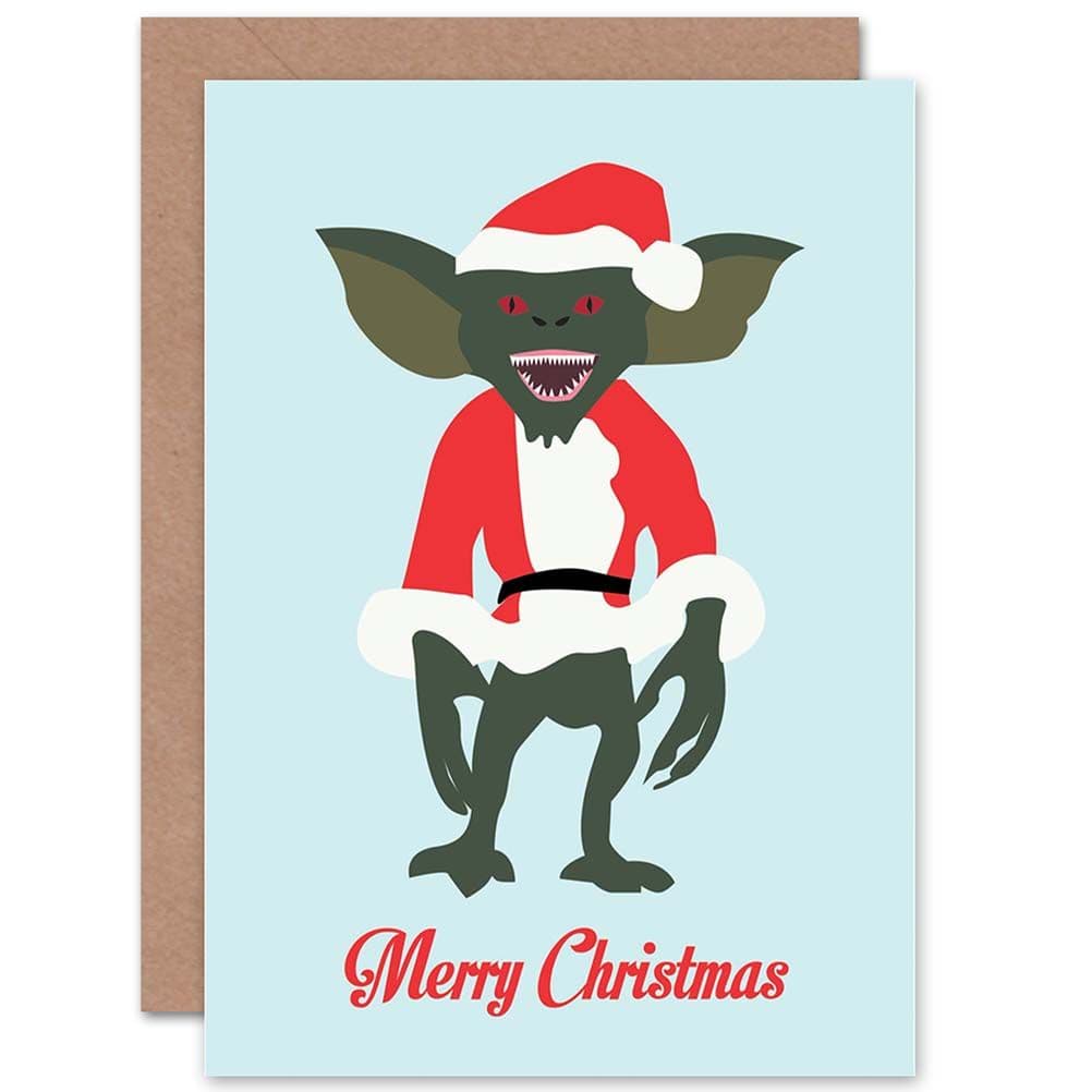 Christmas Xmas Merry Gremlin Santa Funny Greetings Card