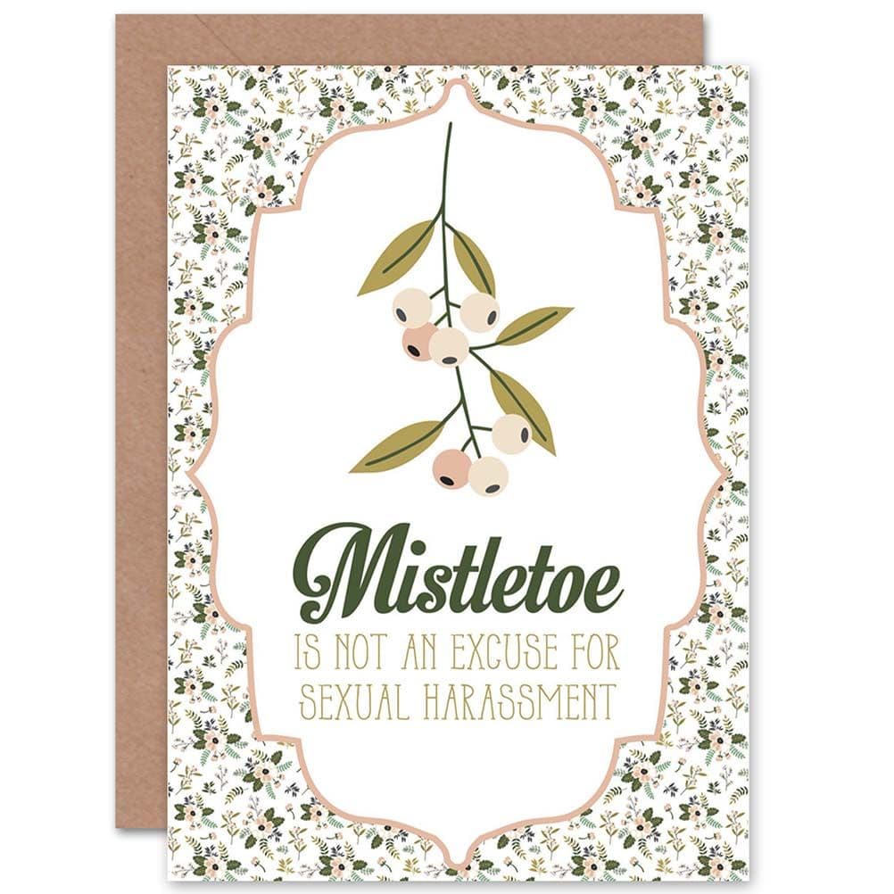 Christmas Xmas Merry Mistletoe No Harassment Greetings Card