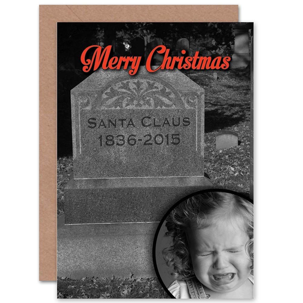 Christmas Xmas Merry Santa'S Grave Funny Greetings Card