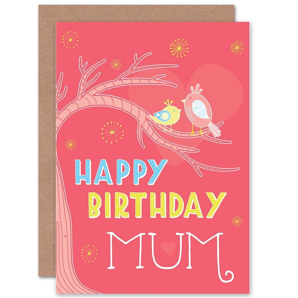 Birthday Happy Mum Mother Ornate Birds Tree Greetings Card