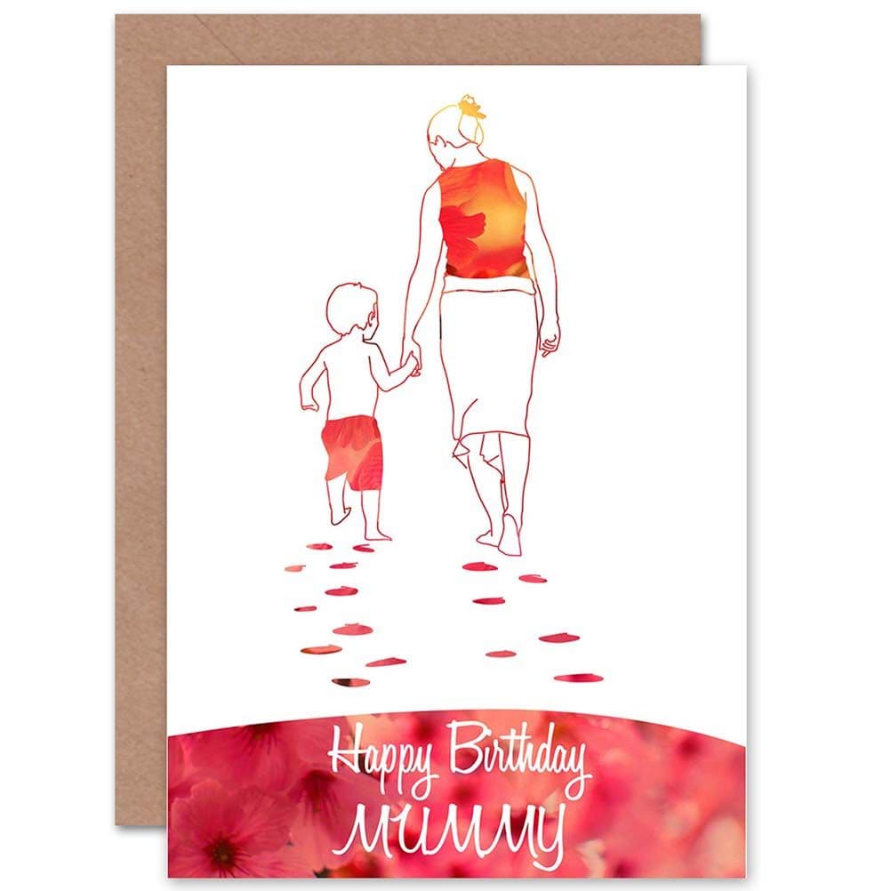 Birthday Happy Mummy Mum Mother Child Flowers Greetings Card