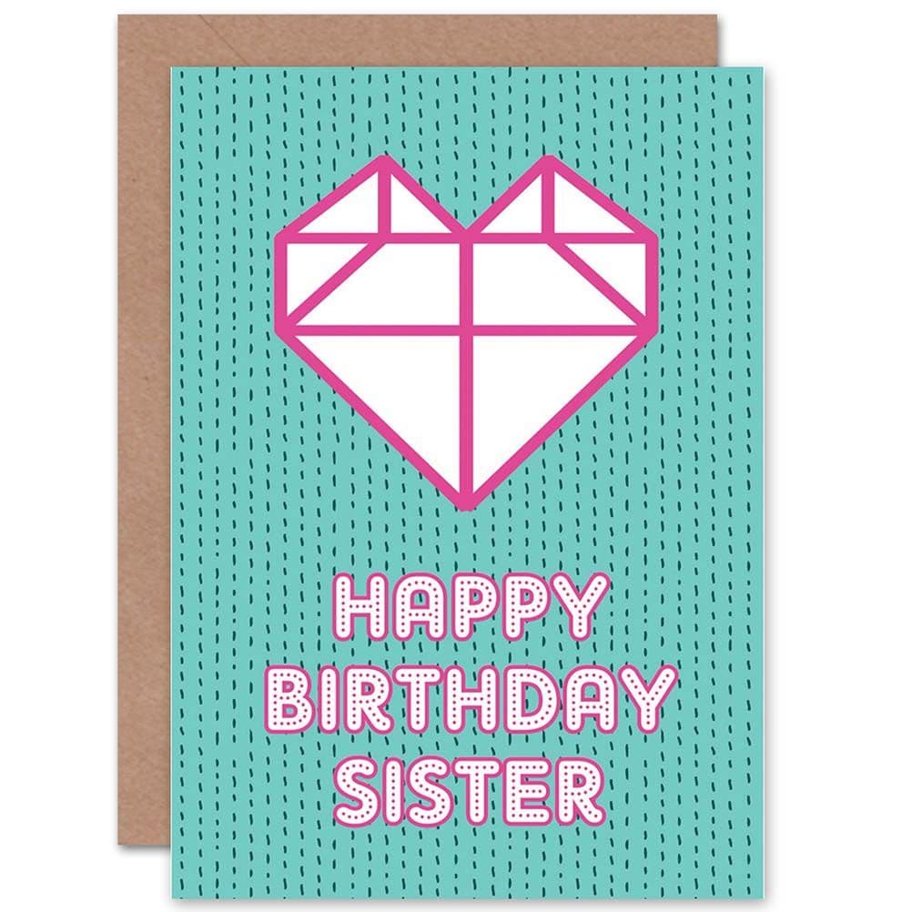 Birthday Happy Sister Origami Heart Design Greetings Card