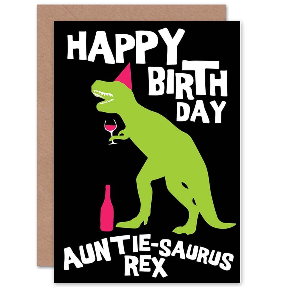 Dinosaur T Rex Auntie Fun Funny Birthday Greetings Card