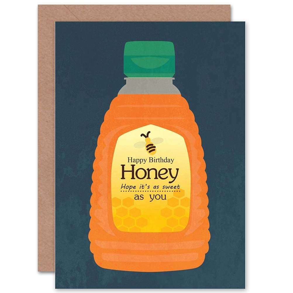 Birthday Happy Fun Sweet Honey Bee Bottle Greetings Card