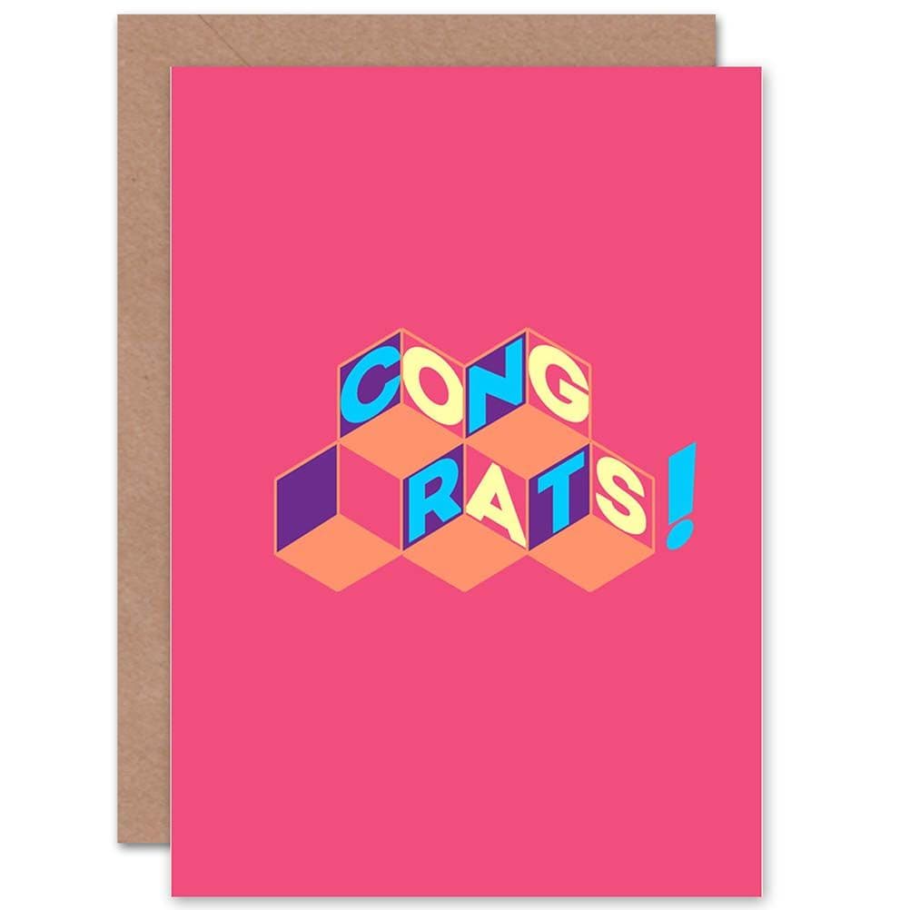 Congratulations Blocks Pink Greetings Card