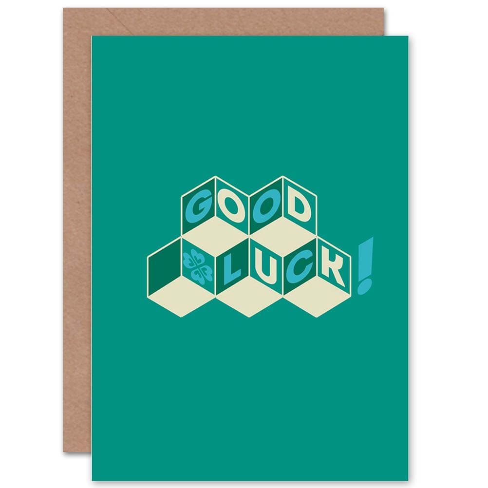 Good Luck Blocks Green Greetings Card