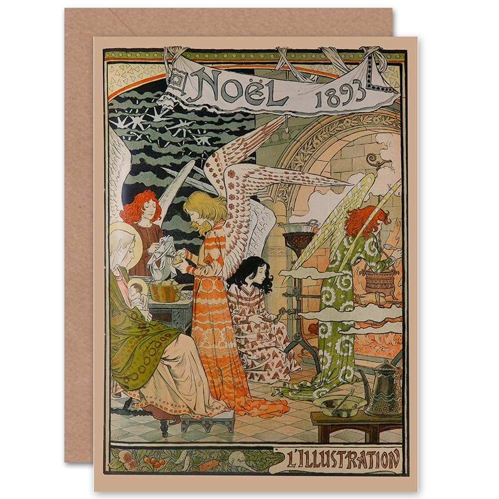 Grasset Nouveau Christmas Celebration Vintage Greetings Card