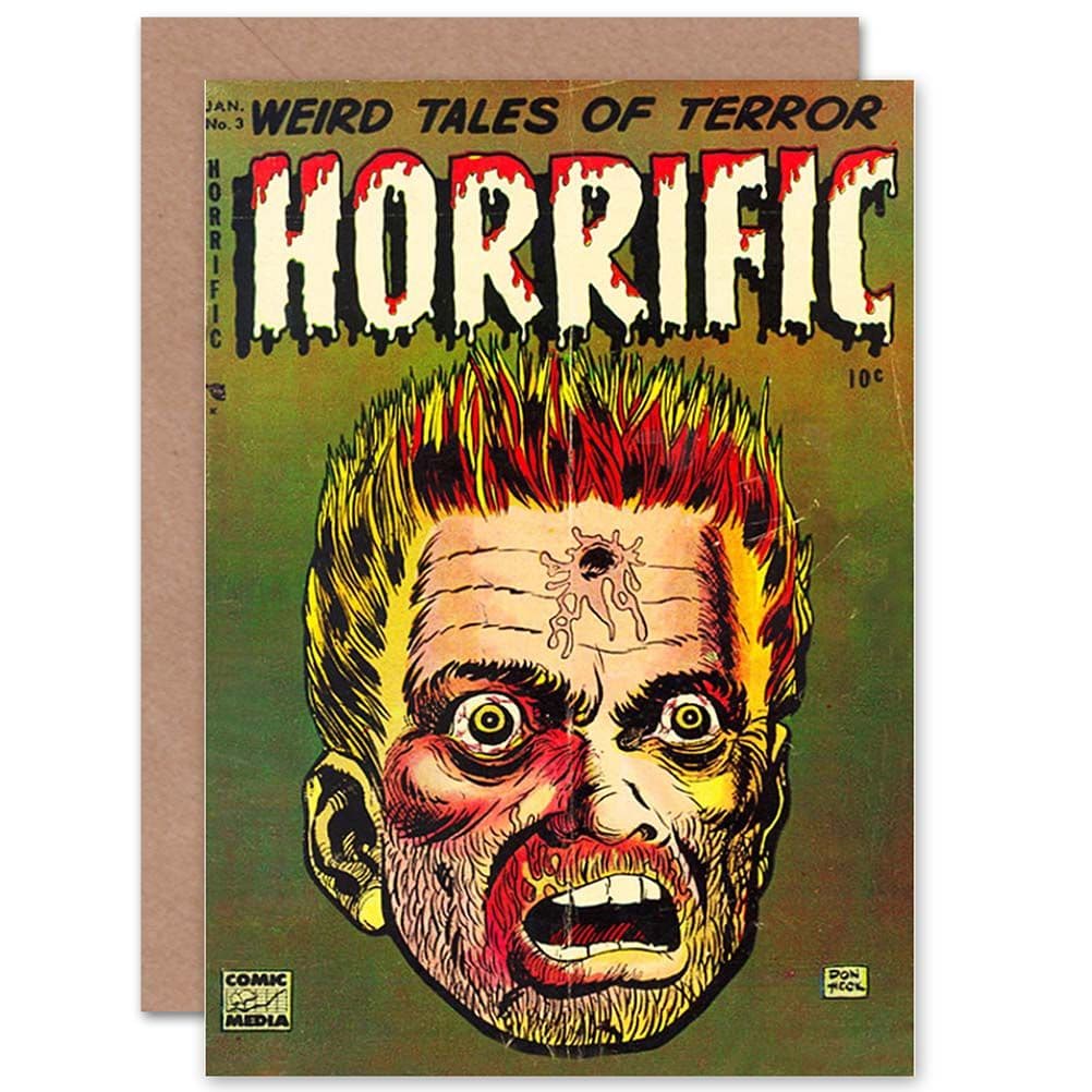Birthday Comics Weird Tales Terror Horrific 01 Greetings Card