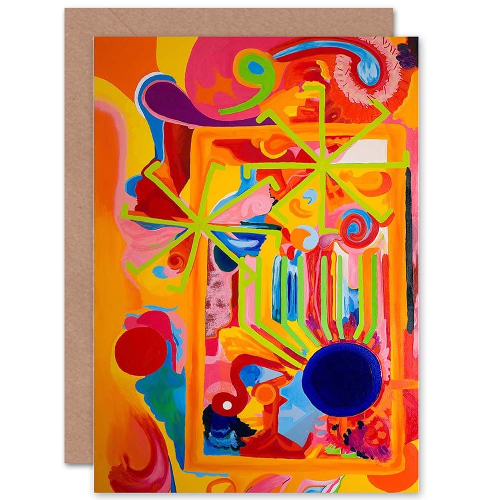 Painting Abstract Colourful Free Will Marendo Muller Greetings Card