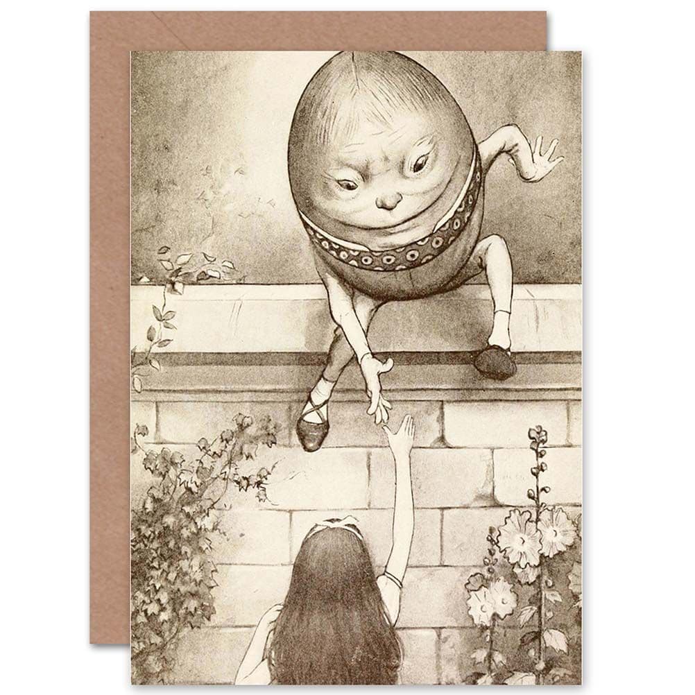 Birthday Painting Alice Wonderland Egg Wall Greetings Card