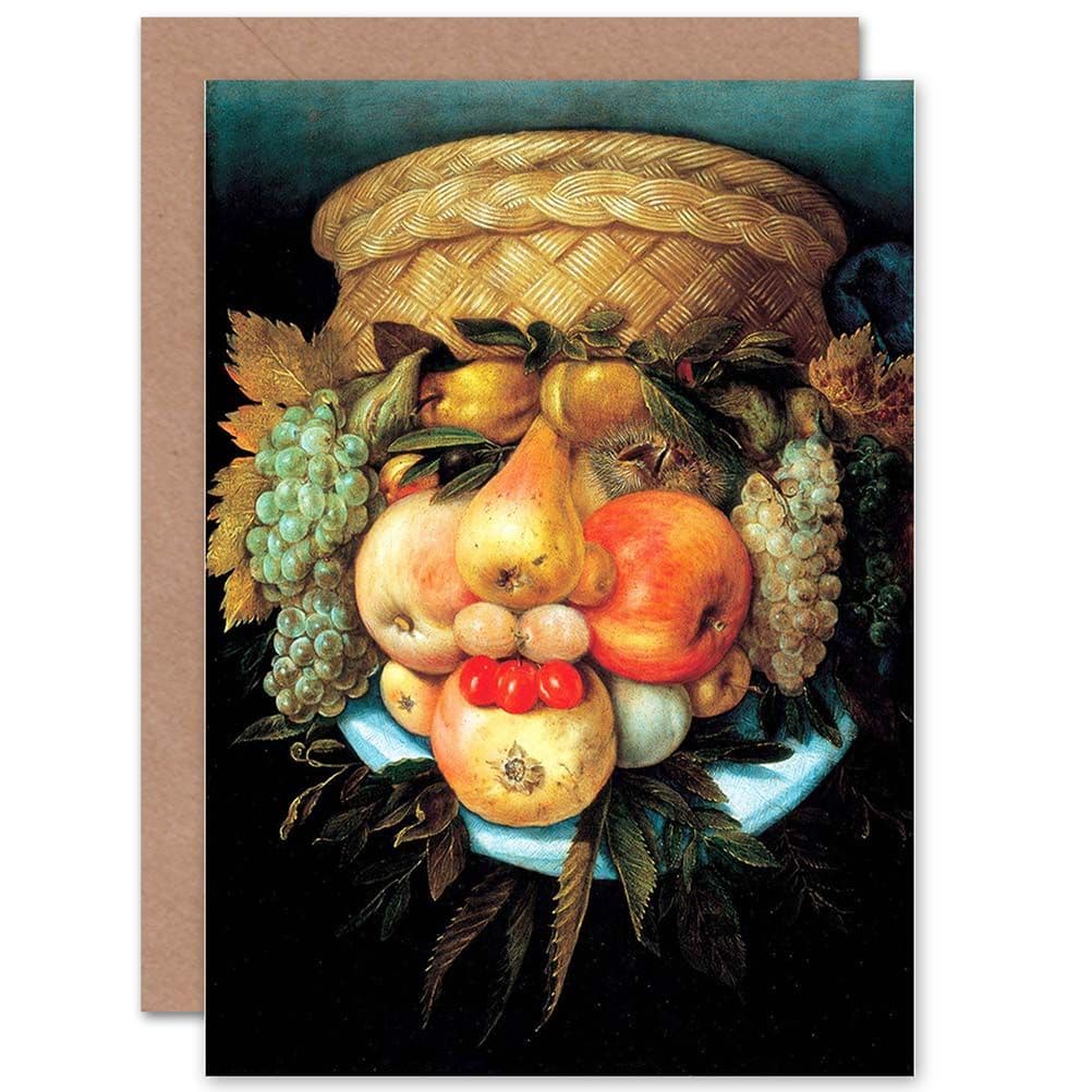 Painting Fruit Vegetable Wheat Giuseppe Arcimboldo Greetings Card