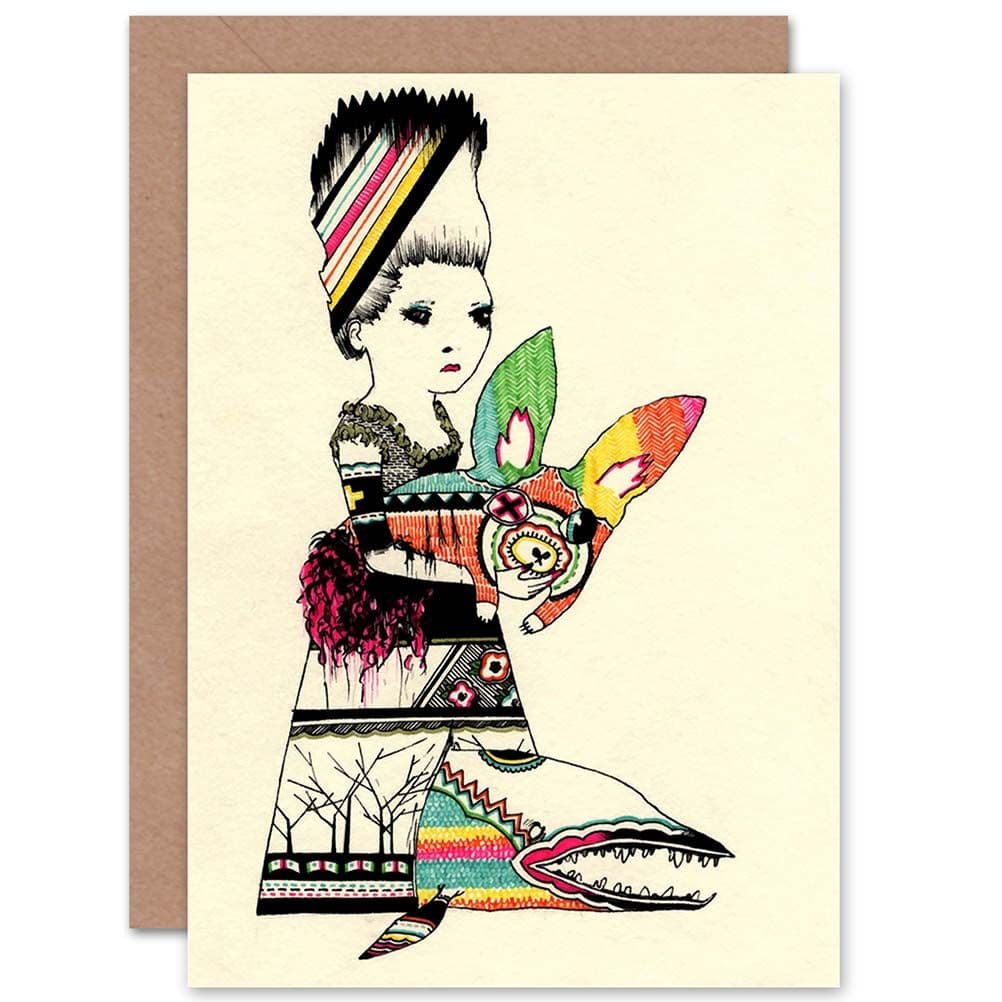 Painting Surreal Portrait Lay Pet Fish Psychedelic Greetings Card