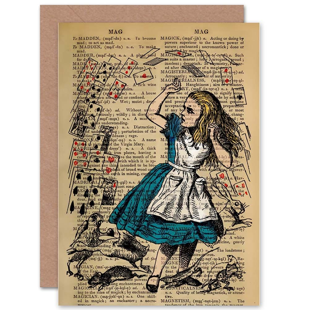 Birthday Upcycle Dictionary Alice Wonderland Greetings Card
