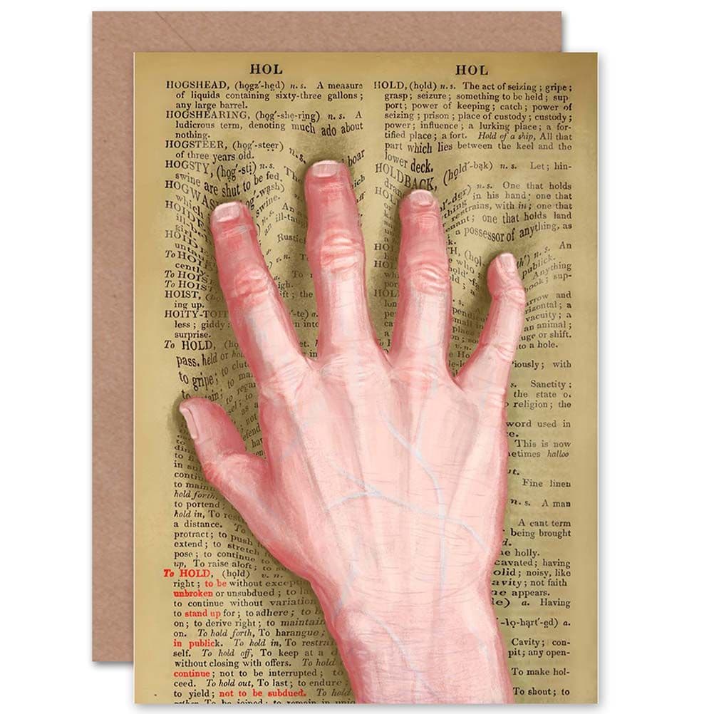 Birthday Upcycle Dictionary Hand Surreal Painting Greetings Card