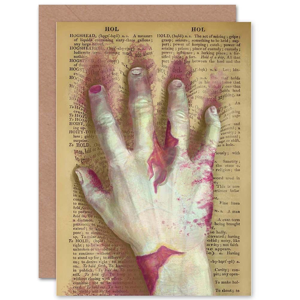 Birthday Upcycle Dictionary Hand Grab Zombie Surreal Greetings Card