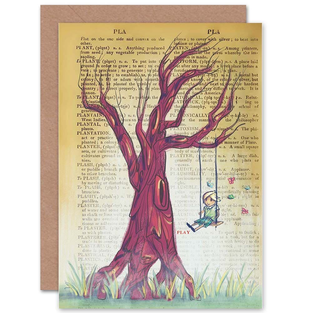 Upcycle Dictionary Treeswing Butterflies Greetings Card