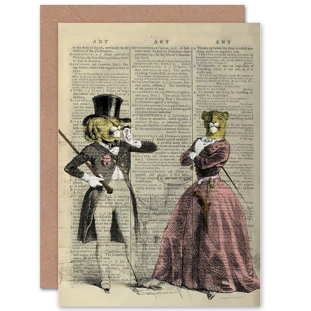 Birthday Upcycle Lions Dressed Clothes Greetings Card