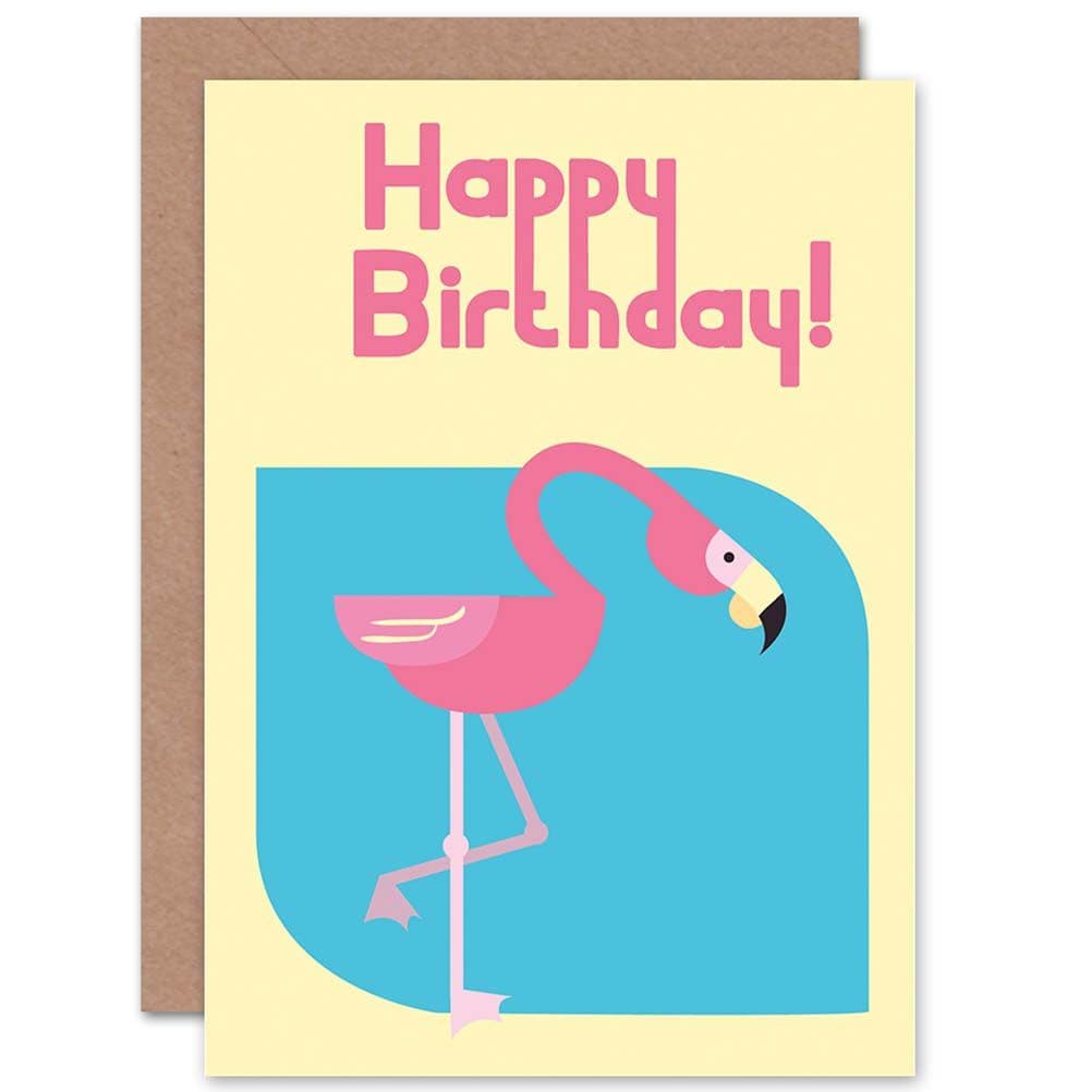 Happy Birthday Pink Flamingo Greetings Card