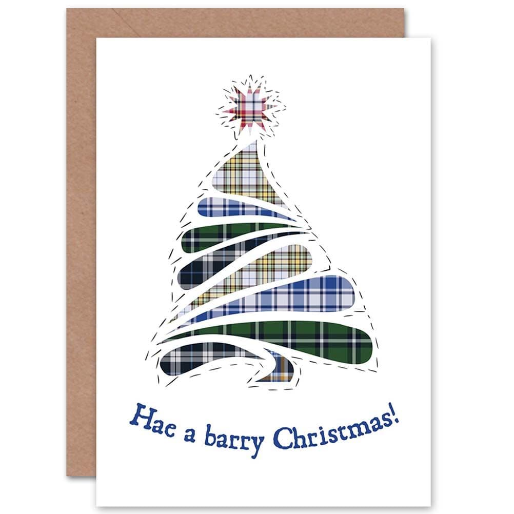 Christmas Xmas Barry Tartan Tree Greetings Card