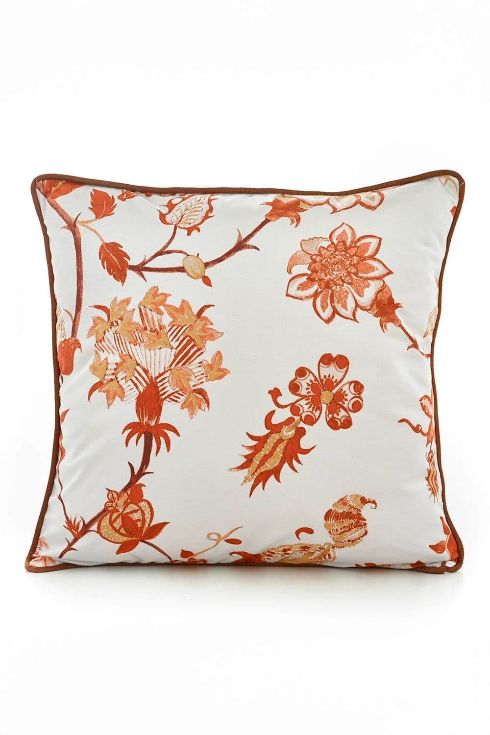Jacobean Spice 50x50cm Soft Velvet Pipe Trimmed Filled Cushion