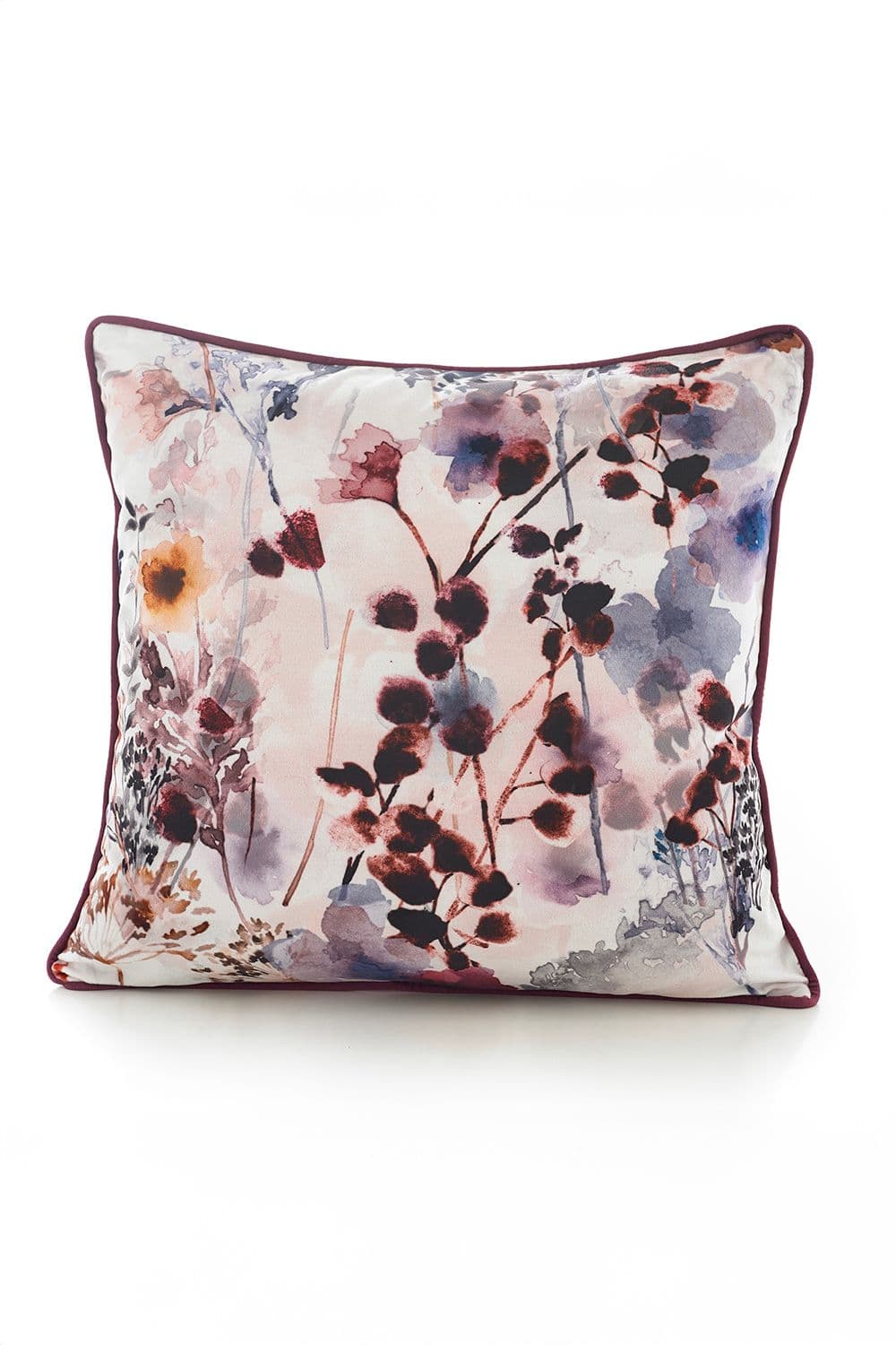 Water Floral 50x50cm Soft Velvet Pipe Trimmed Filled Cushion