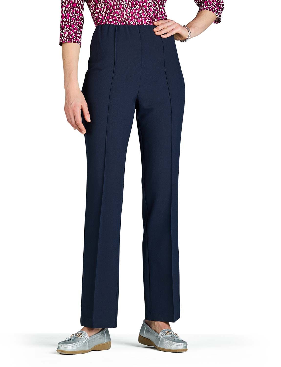 Chums Women's Elasticated Waist Comfort Trouser with Pintuck Stitch in Navy | Size: 22XS