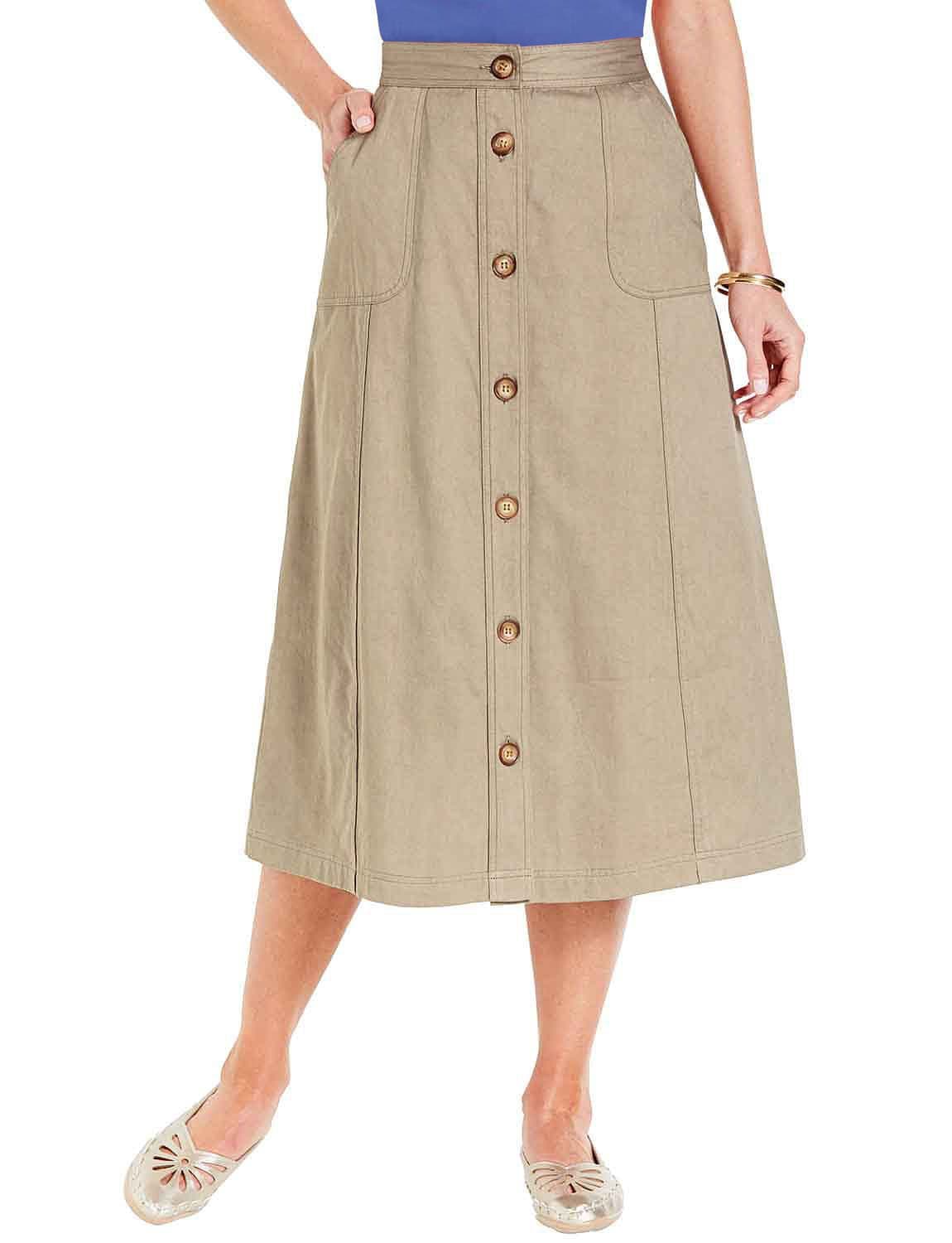 Chums Women's Denim Button Through Cotton Long Skirt in Off-White | Size: 22S