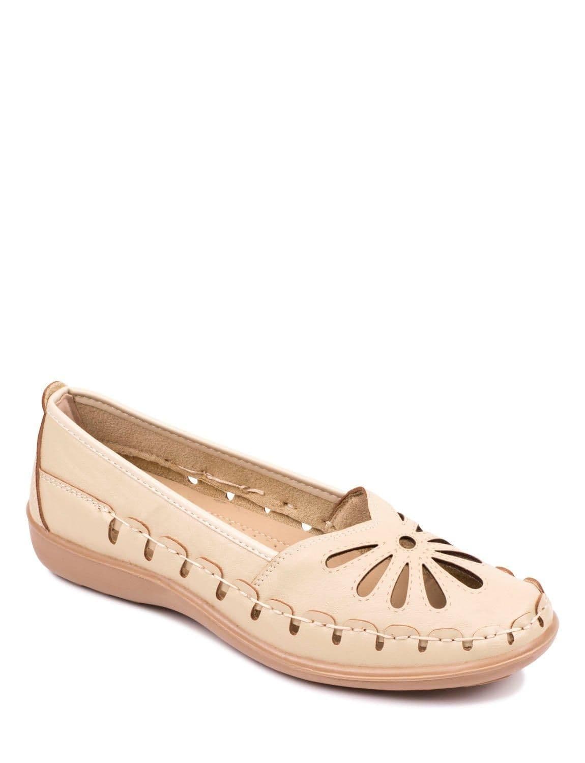 Chums Women's Slip On Shoe with Cut Out Design & Cushioned Insole in Beige | Size: 5