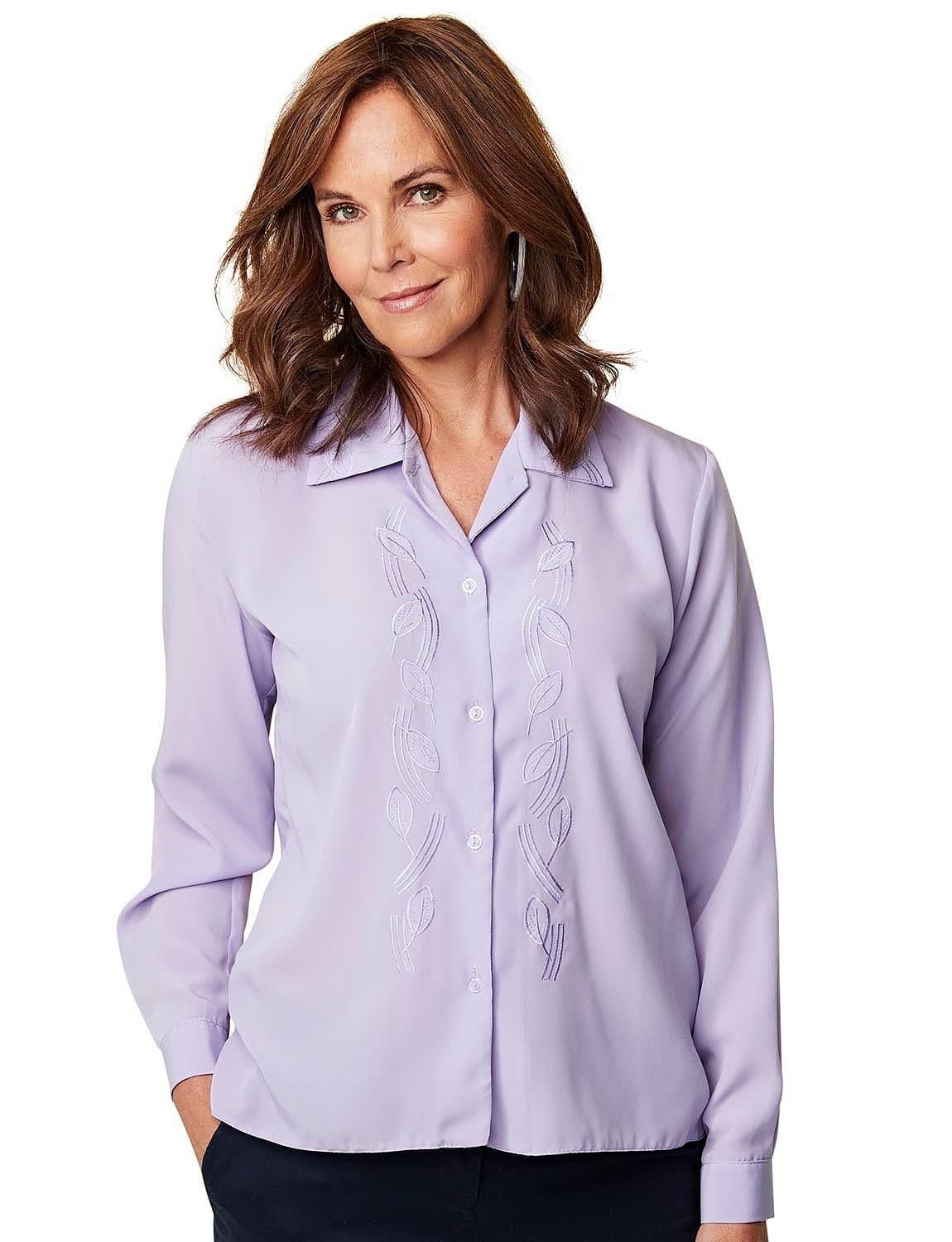 Chums Women's Embroidered Blouse in Lilac | Size: 18