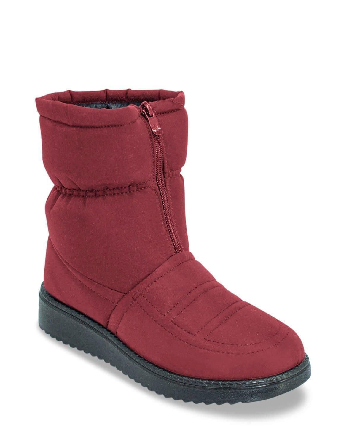 Chums Women's Wide Fit Water resistant Fabric Front Zip Boot in Dark Red | Size: 5