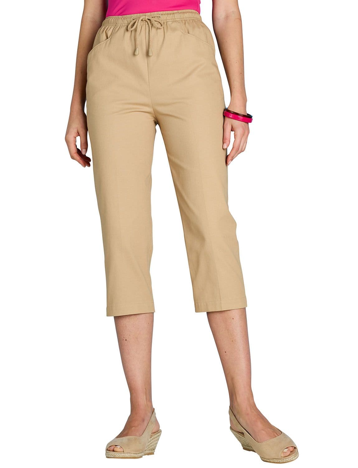 Chums Women's Cotton Crop Trouser in Light Sand | Size: 20XS