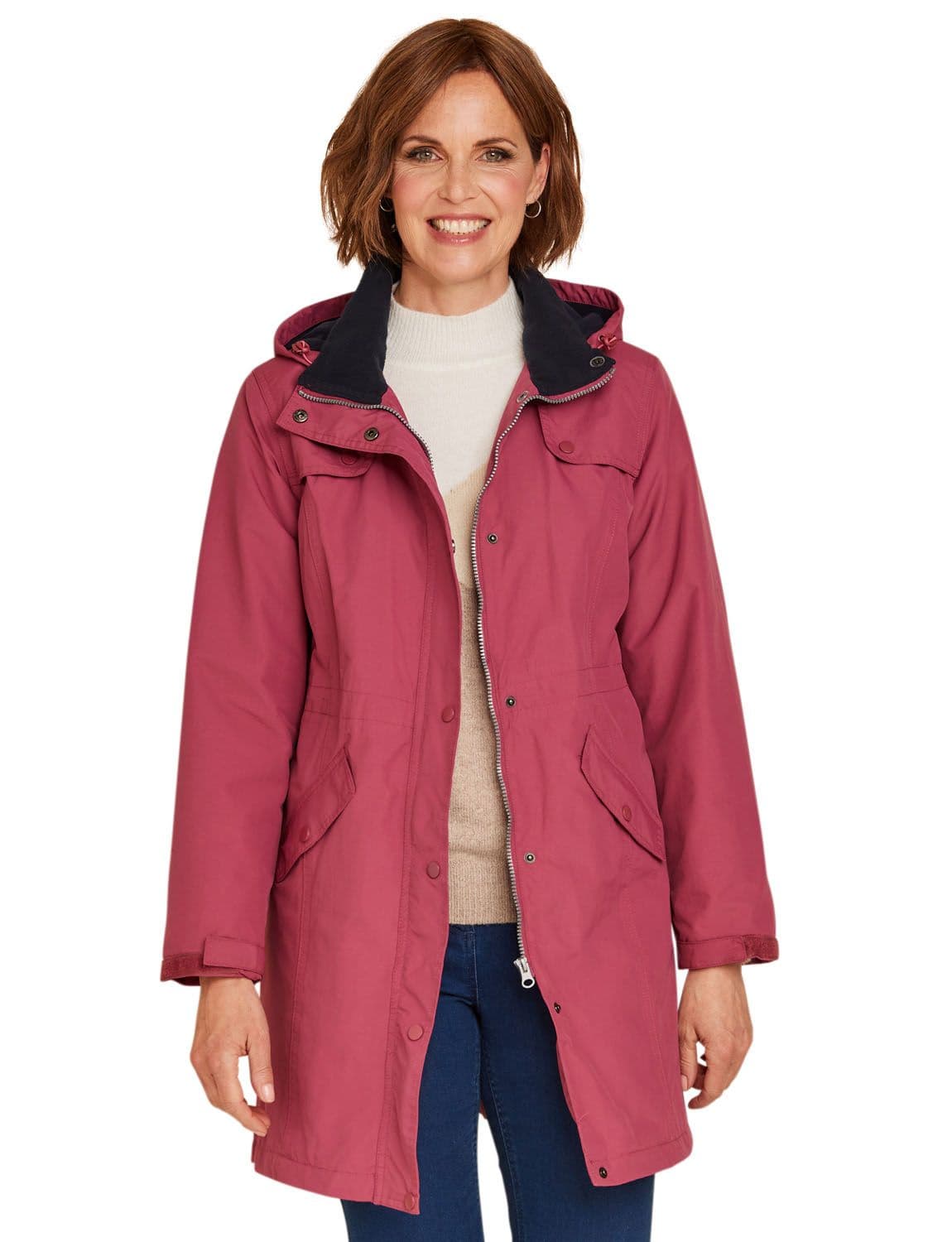 Chums Women's Fleece Lined Waterproof Fabric Jacket 36 Inches in Rose | Size: 22
