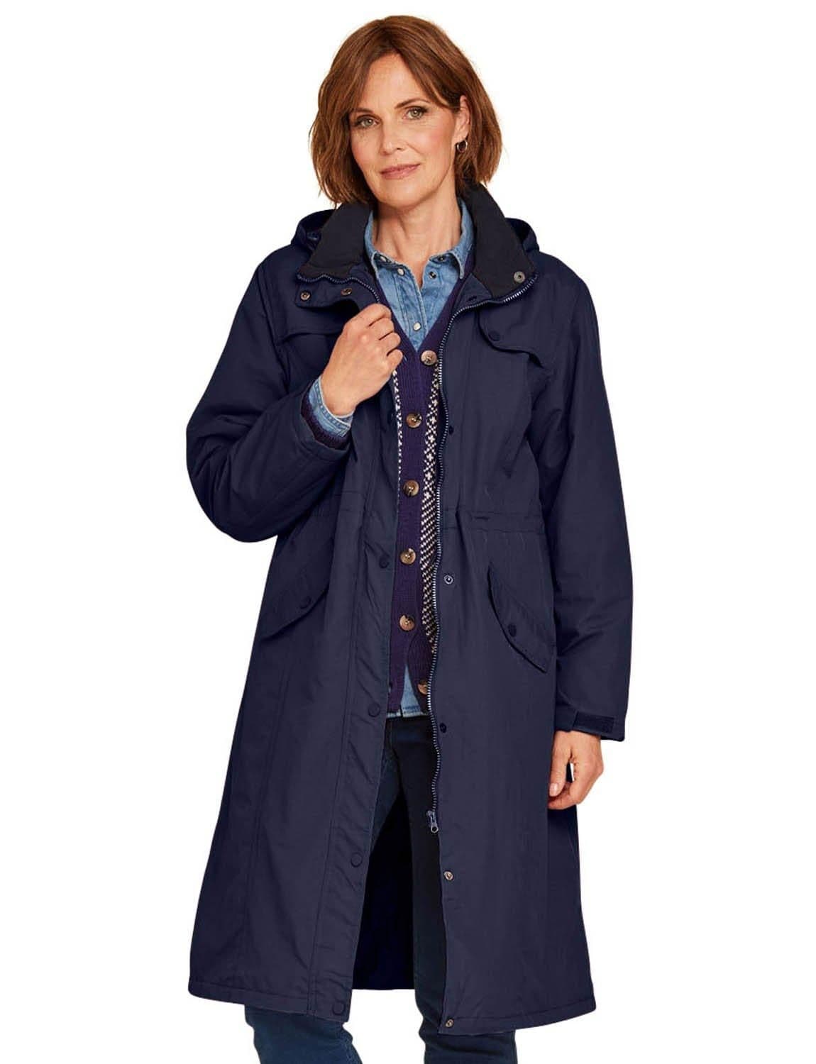 Chums Women's Fleece Lined Waterproof Fabric Jacket 44 Inches in Navy | Size: 16