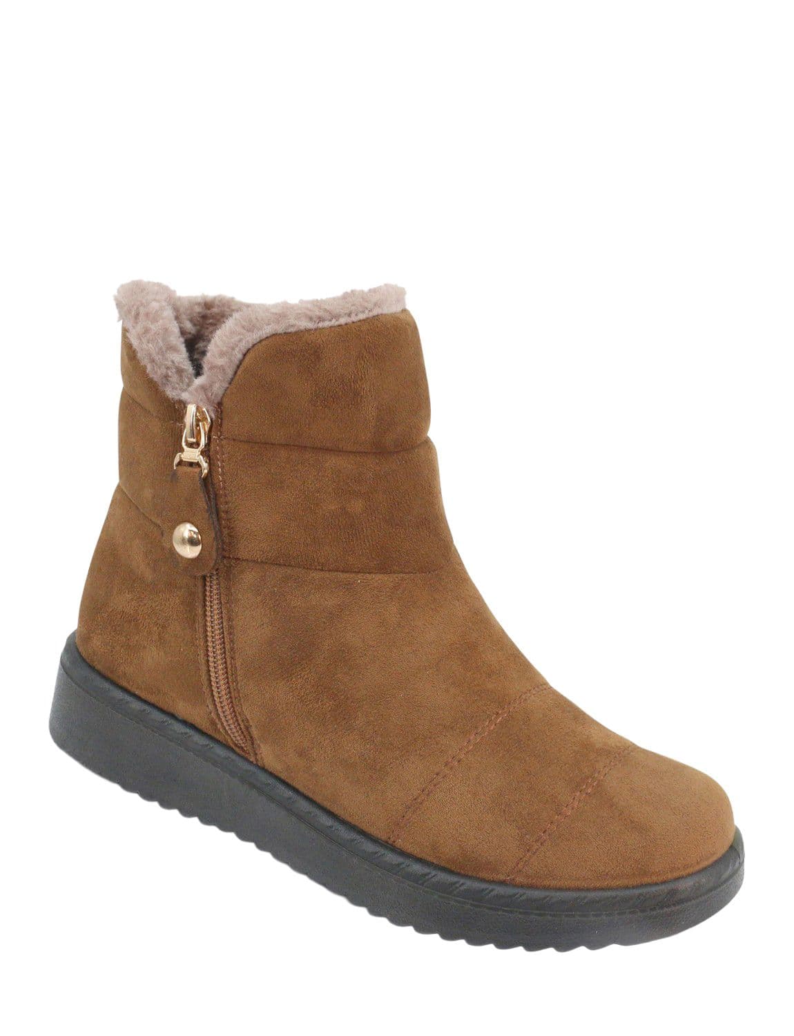 Chums Women's Wide Fit Faux Suede Thermal Lined Boots in Brown | Size: 8