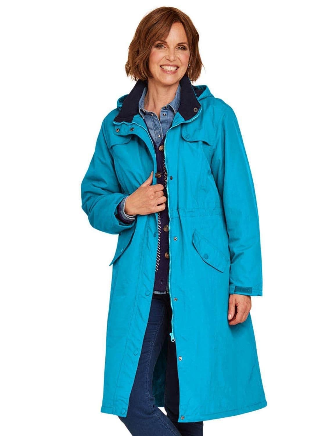 Chums Women's Fleece Lined Waterproof Fabric Jacket 44 Inches in Teal | Size: 22