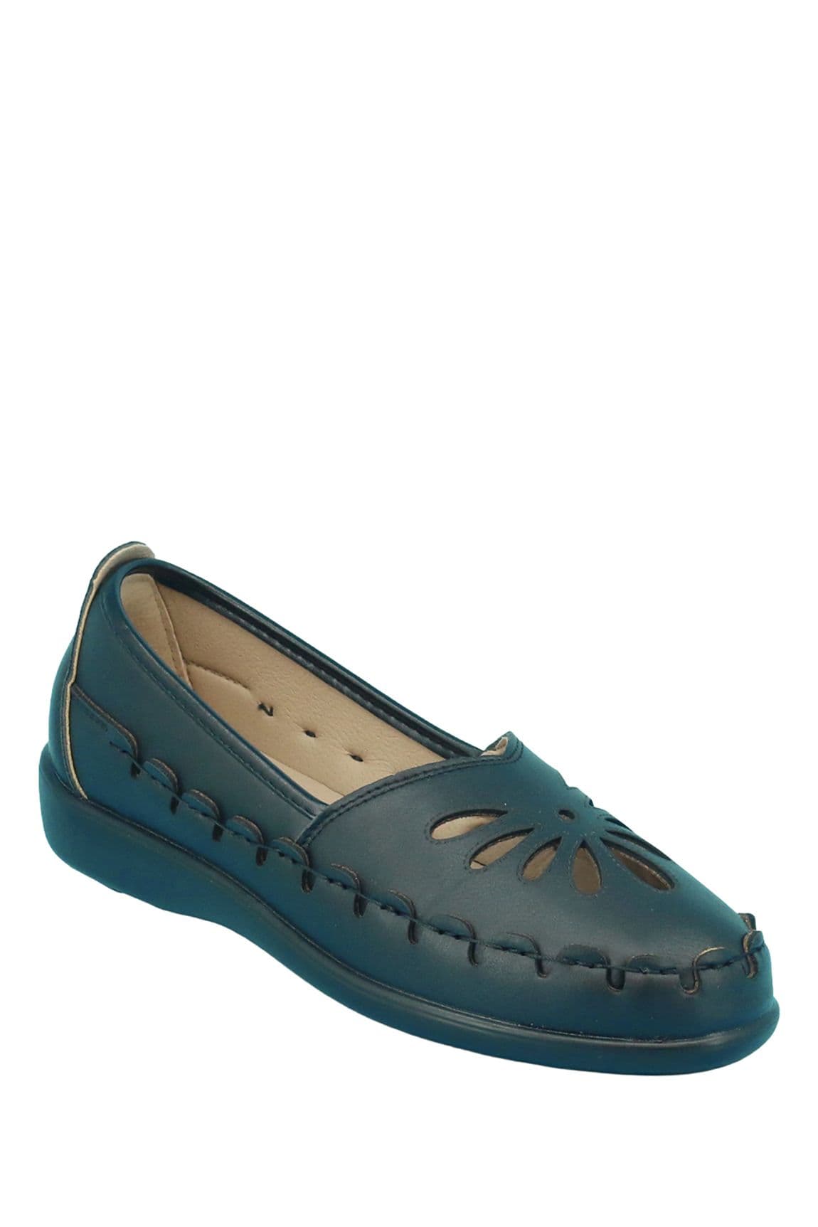 Chums Women's Wide Fit Slip On Cut Out Shoe in Black | Size: 4