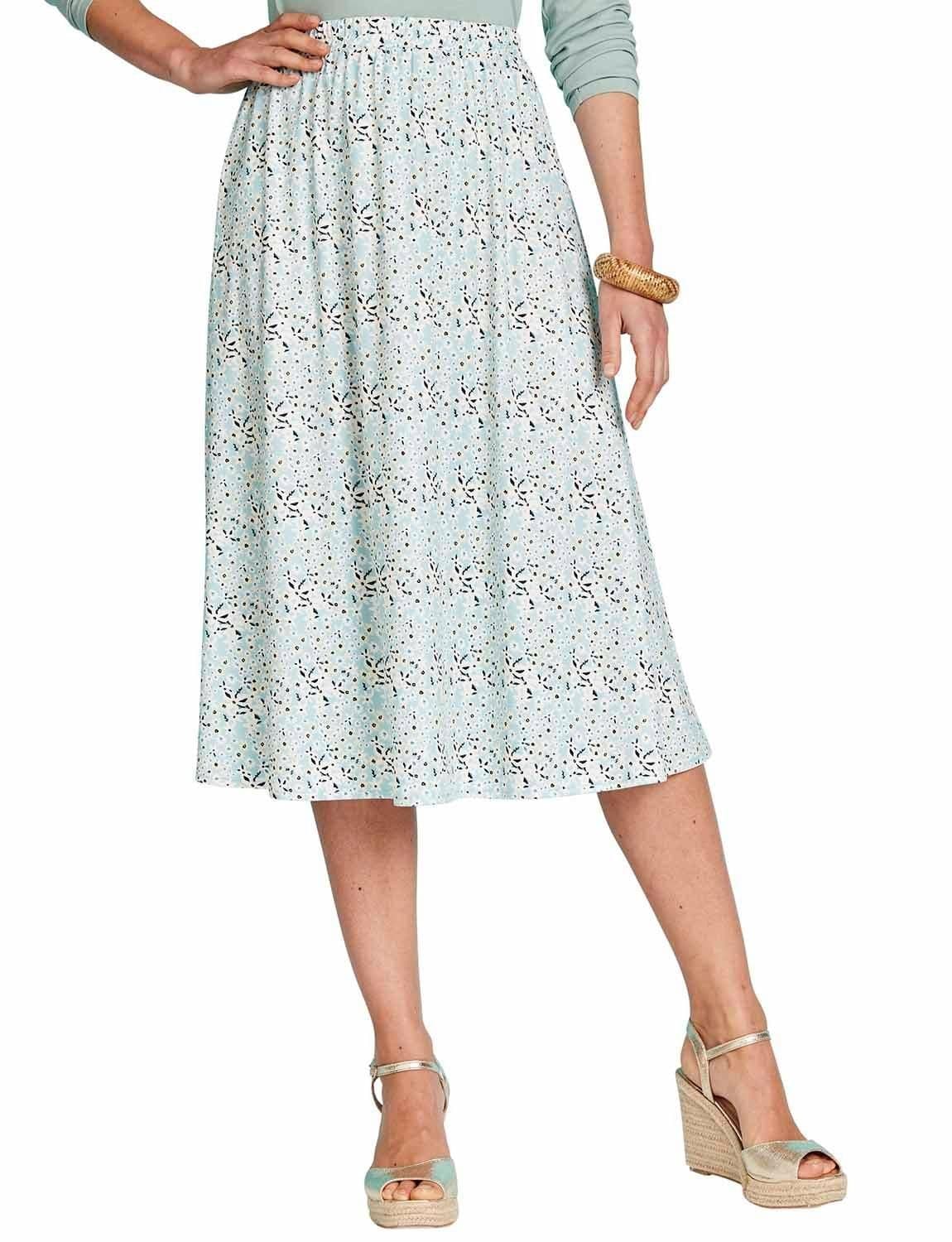 Chums Women's Print Elasticated Waist Skirt in Pale Blue | Size: 22S