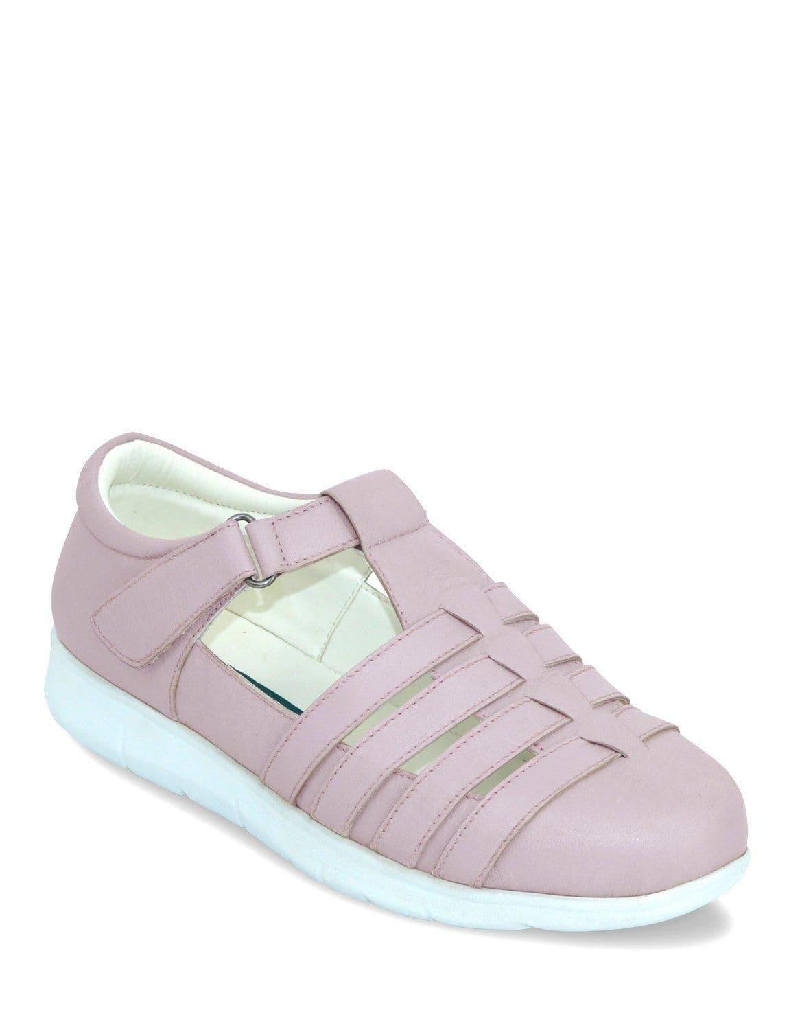 Chums Women's Elegant Leather Touch Fasten Shoes Wide E Fit with Flexible Sole in Lilac | Size: 6