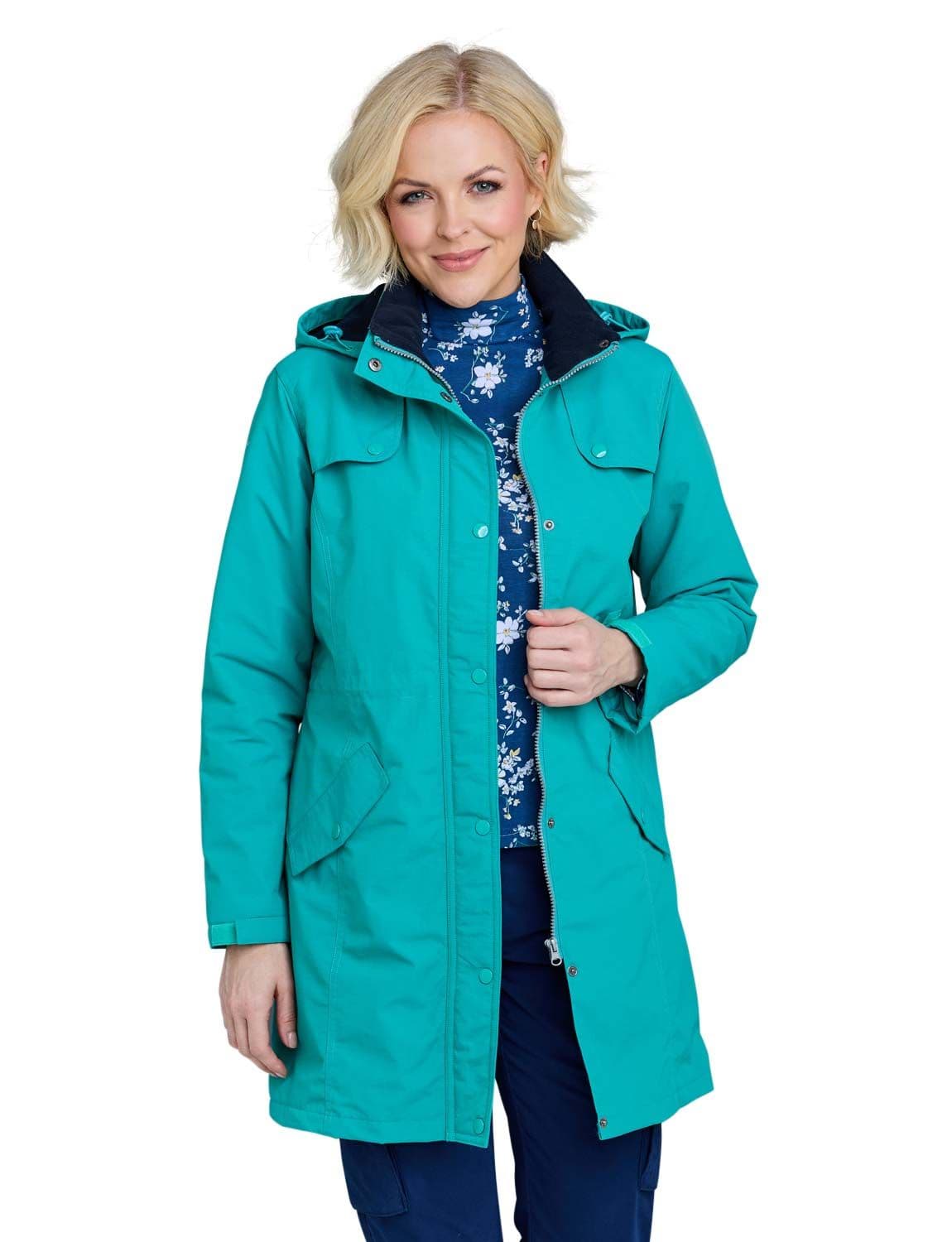 Chums Women's Fleece Lined Waterproof Fabric Jacket 36 Inches in Green | Size: 20