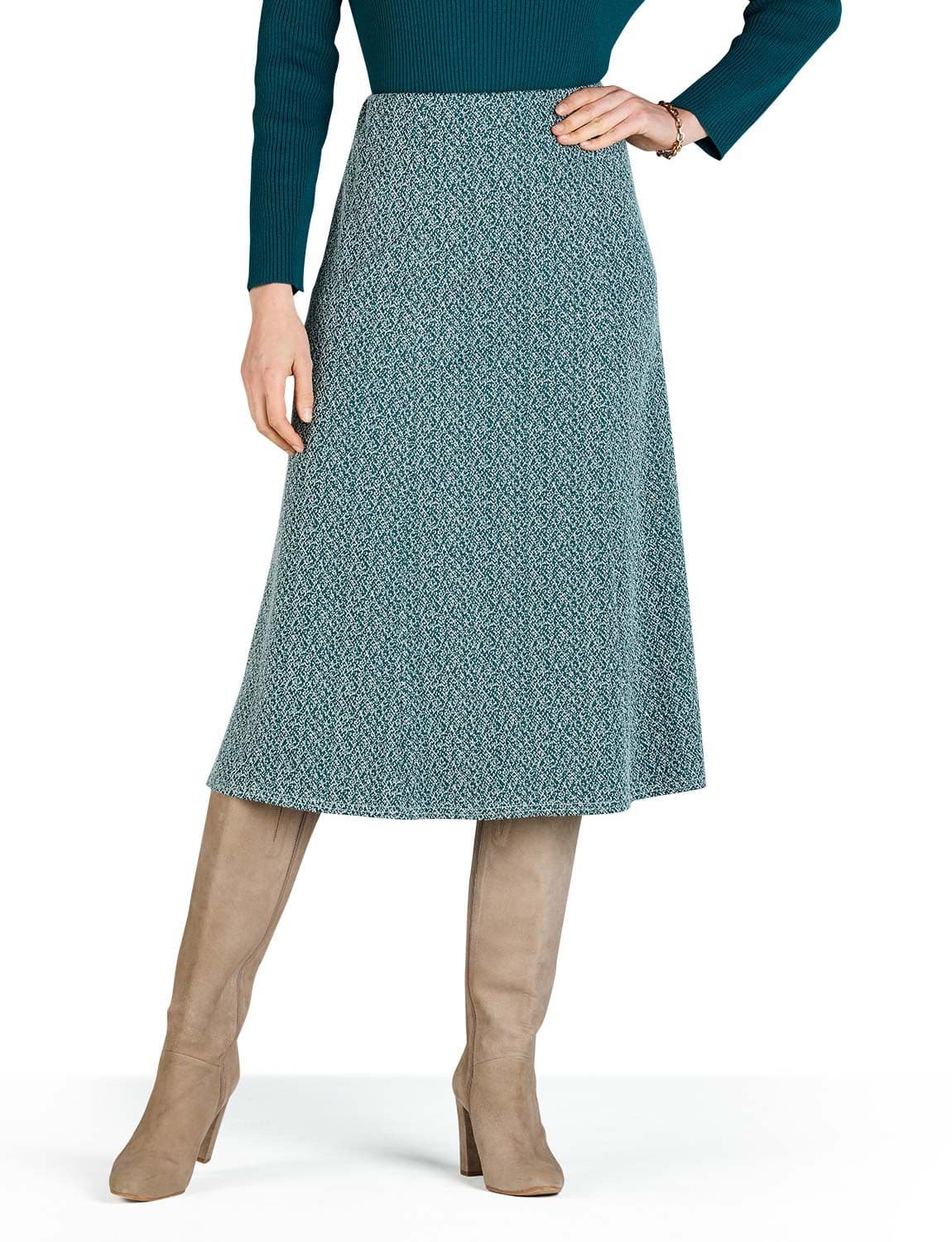 Chums Women's Tweed Effect Skirt Length 27 Inches in Teal | Size: 22