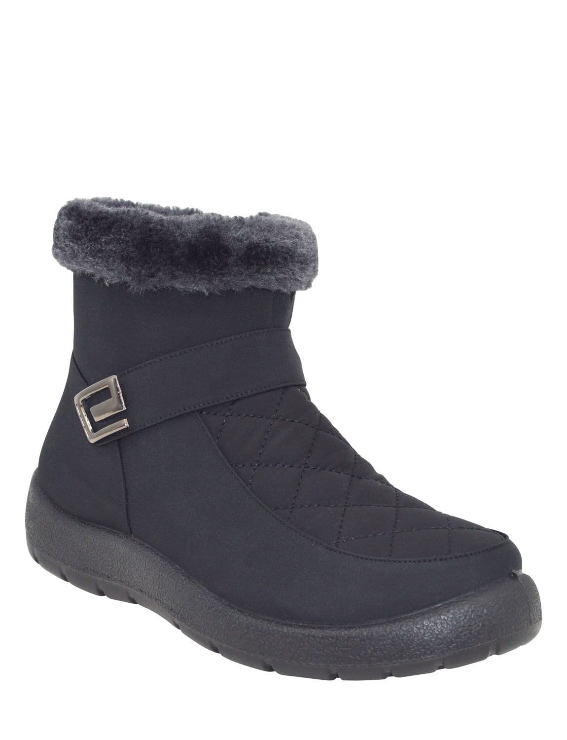 Chums Women's Wide EE Fit Quilted Top Side Zip Showerproof Boot in Black | Size: 8