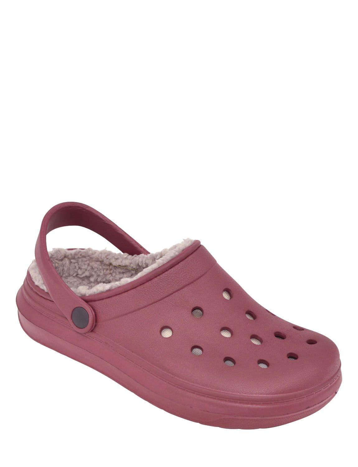 Chums Women's Fleece Lined Clog in Burgundy | Size: 5