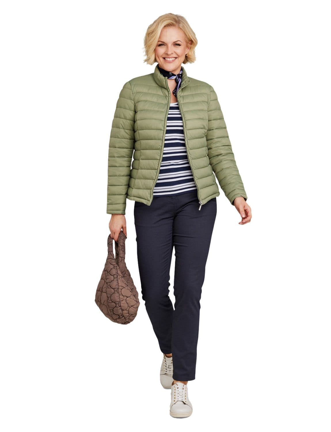 Chums Women's Lightweight Showerproof Jacket Padded Packaway Design with 2 Side in Khaki | Size: 16